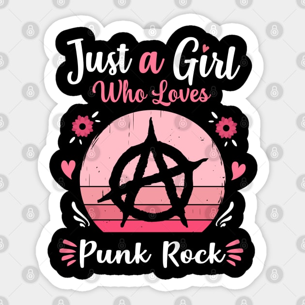 Just A Girl Who Loves Punk Rock Pink Retro Vintage gift idea Sticker by Lyume